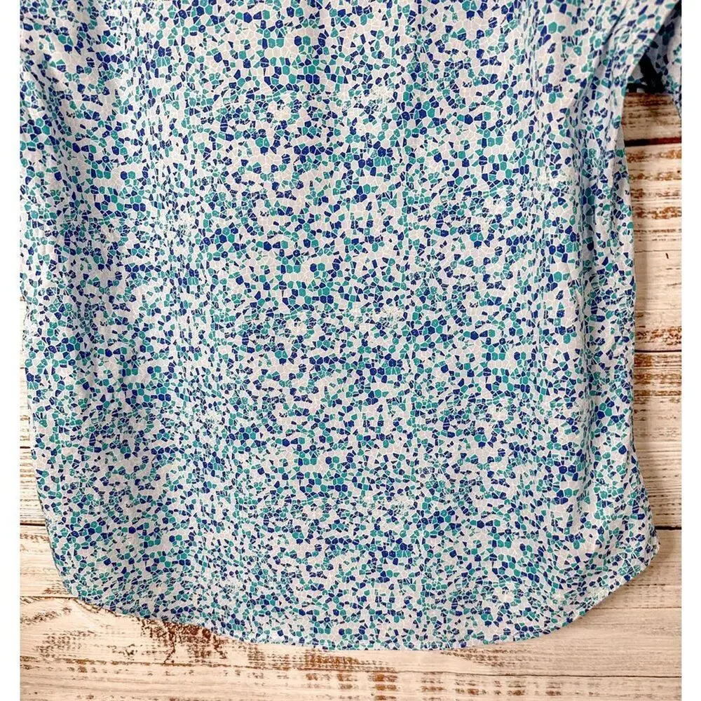Tailorbyrd Collection Men's Geometric Print Button Down Shirt Blue Size Medium